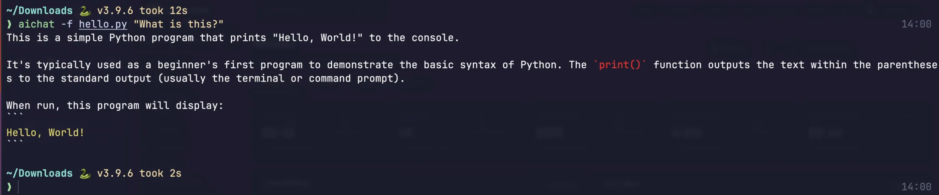 Asking AIChat about a file