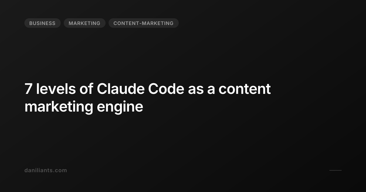 7 levels of Claude Code as a content marketing engine