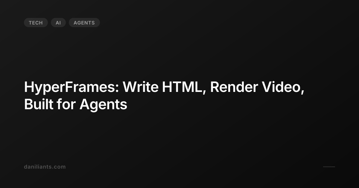 HyperFrames: Write HTML, Render Video, Built for Agents