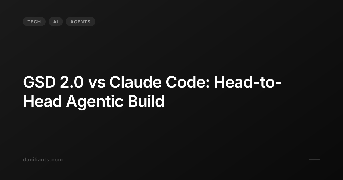 GSD 2.0 vs Claude Code: Head-to-Head Agentic Build | Artem Daniliants
