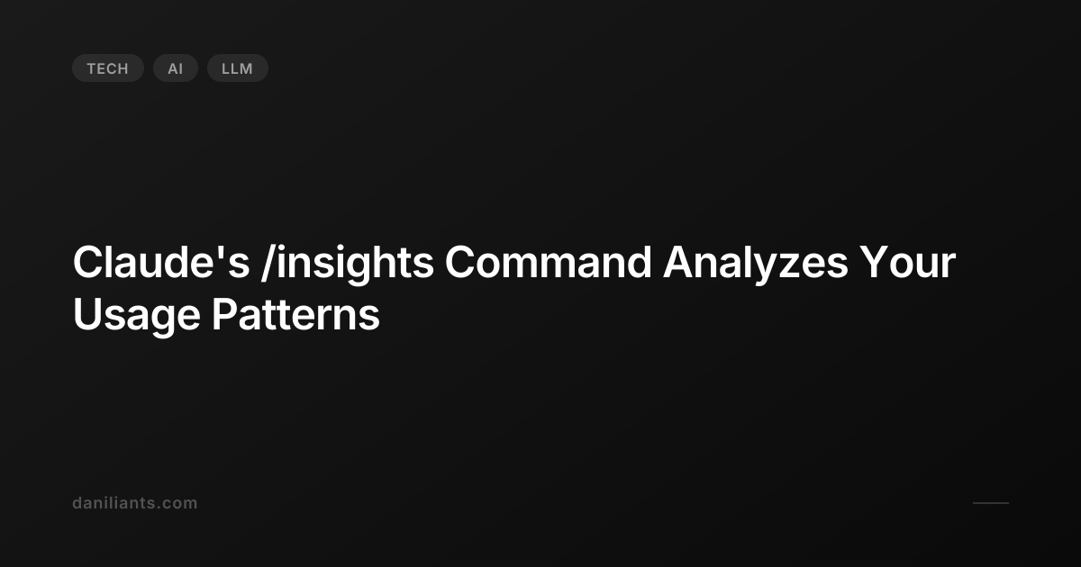 Claude's /insights Command Analyzes Your Usage Patterns